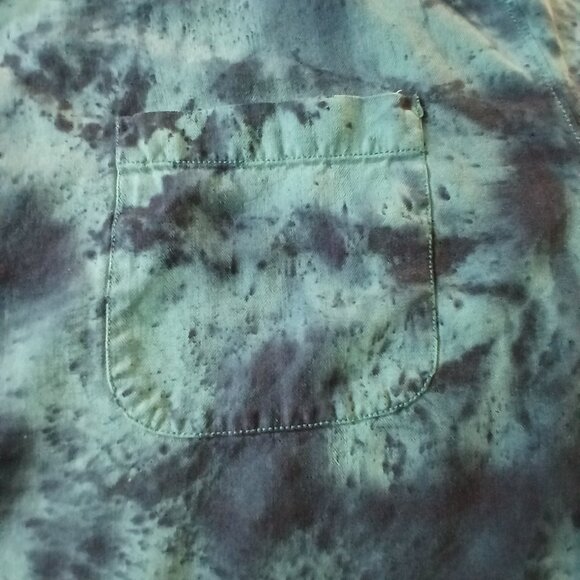 Black & Blues - Tie Dyed 100% Silk Camp Shirt - Picture 4 of 7